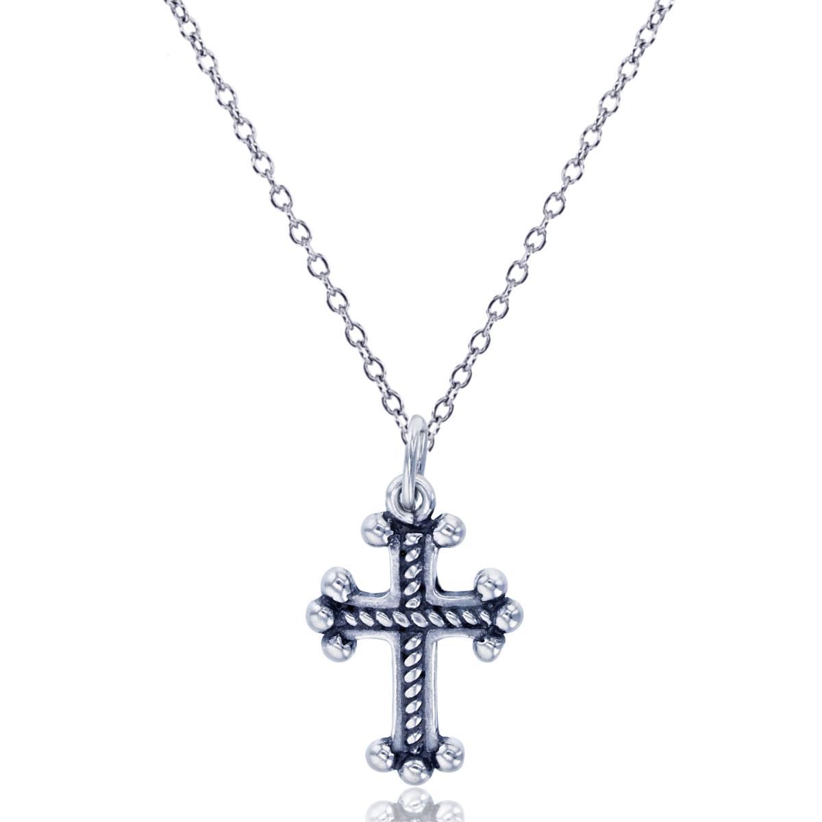 Sterling Silver Oxidized 21x12mm Antique Cross 18" Necklace