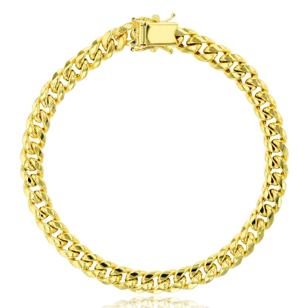 14K Yellow Gold 6.60mm 8.5" Hollow Miami Cuban 180 Chain Bracelet with Box Lock