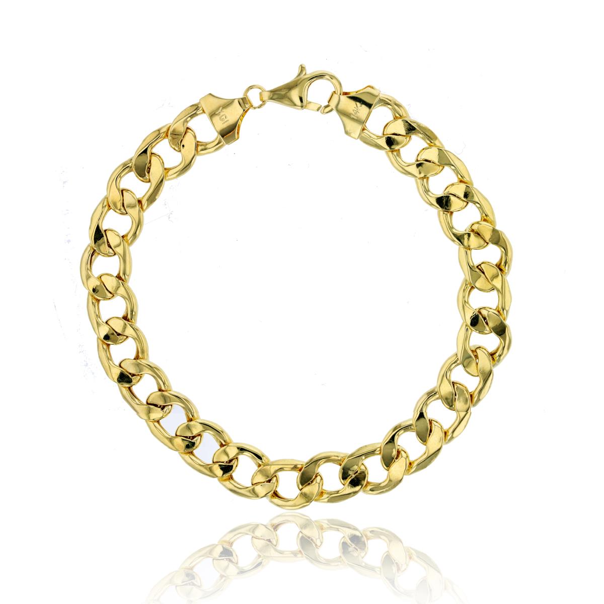 14K Yellow Gold 9.60mm 8.5" Hollow Open Curb 220 Chain Bracelet