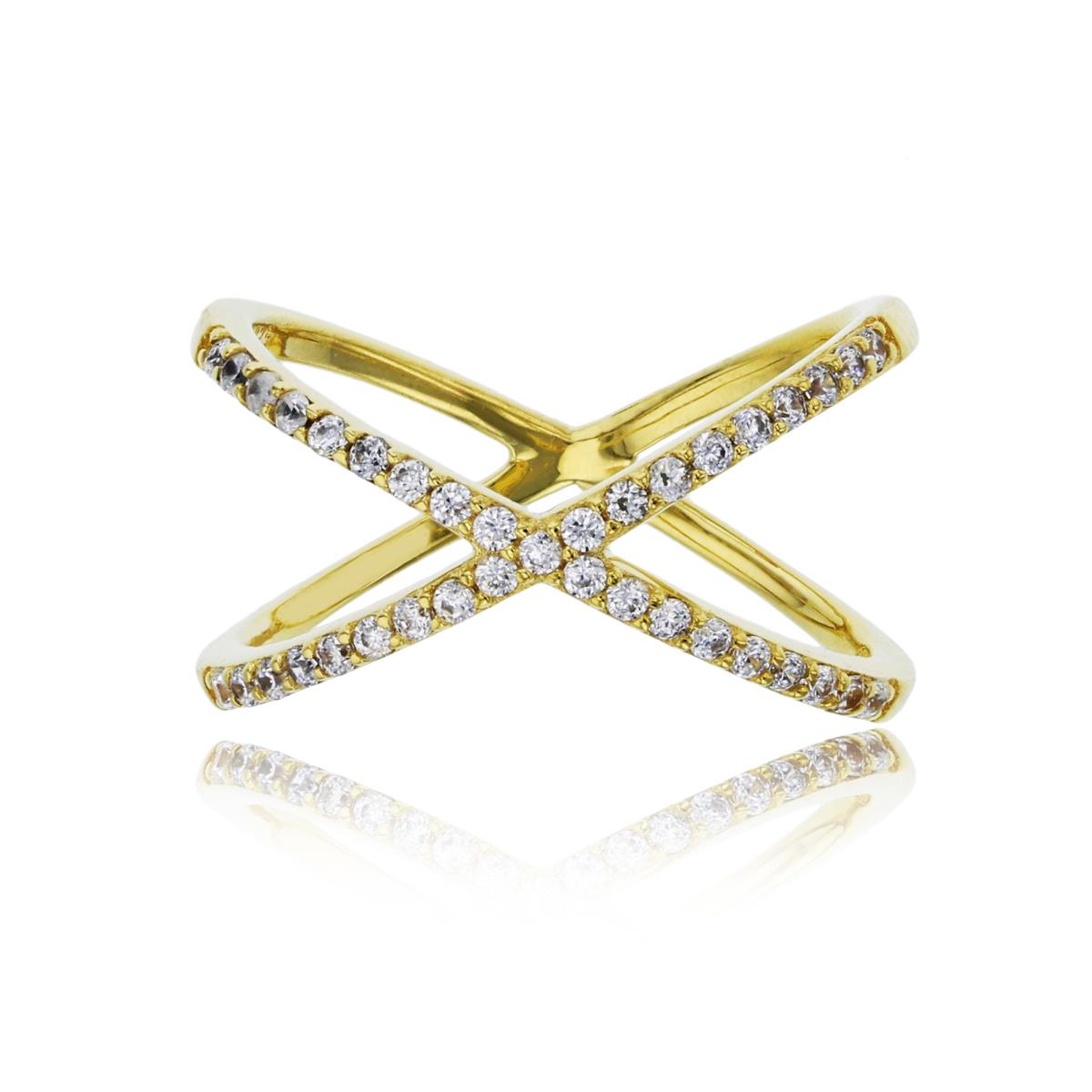 Sterling Silver Yellow Criss Cross "X" Fashion Ring