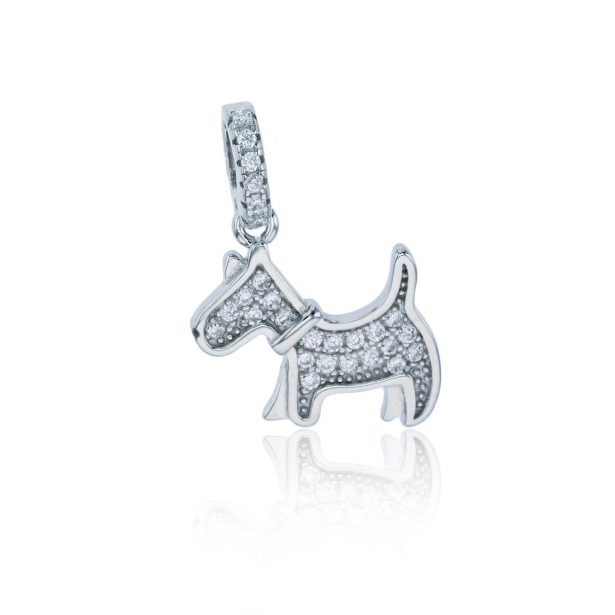 Sterling Silver Pave Small Dog Dangling Pendant