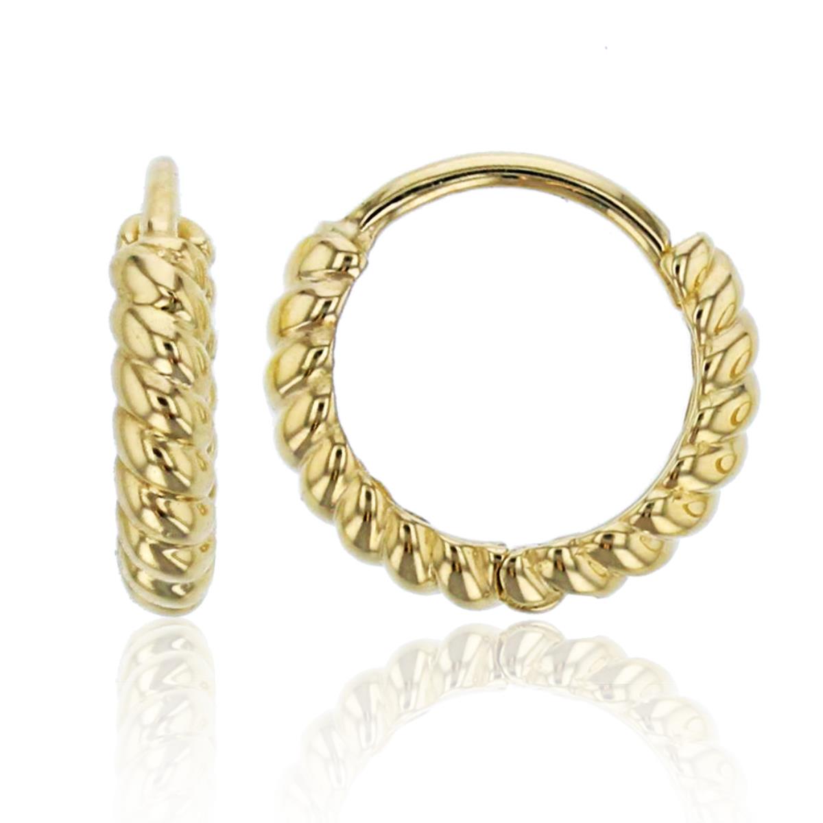 14K Yellow Gold 2x10mm Twisted Huggie Earring