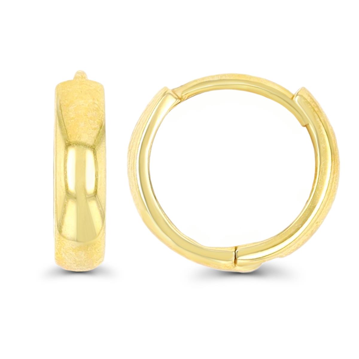 14K Yellow Gold 3x12mm Polished Dome Huggie Earring