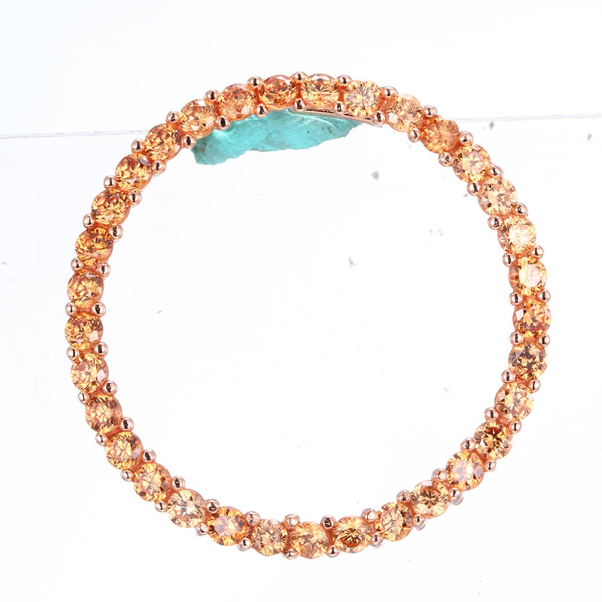 Sterling Silver Rose Pave Champagne CZ Circle 18"+2" Necklace