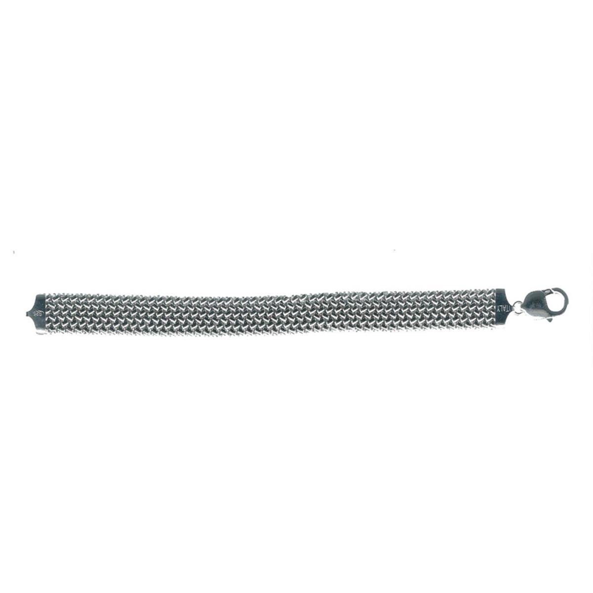 Sterling Silver Silver Plated 14mm Grana Di Riso Weave 7.5" Bracelet