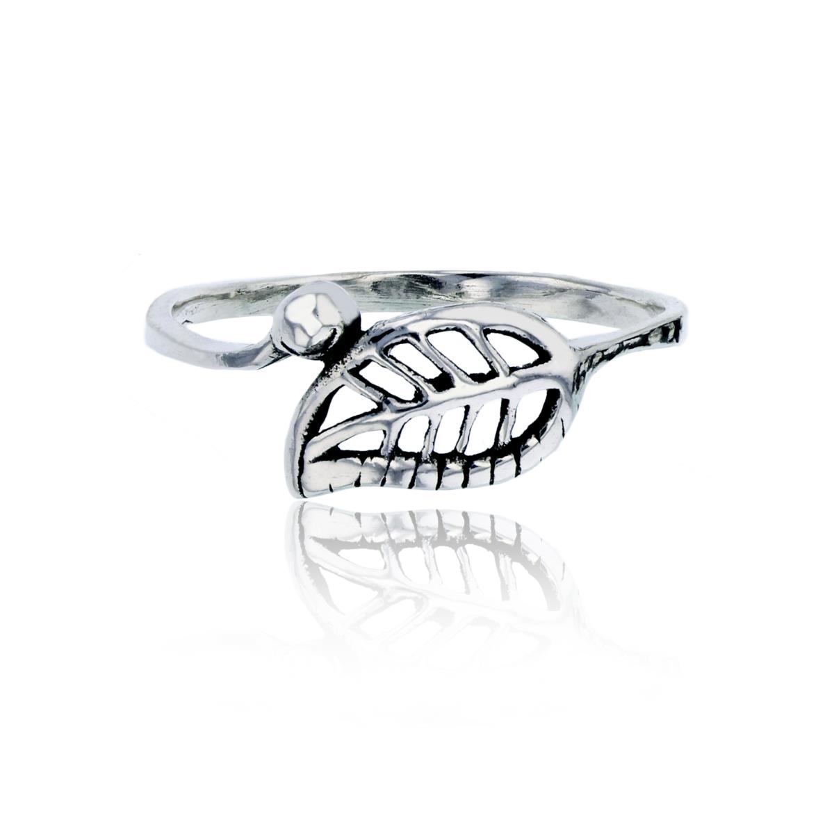 Sterling Silver Oxidized Leaf Fashion Ring