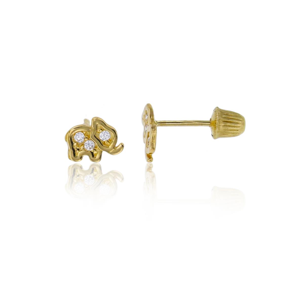14K Yellow Gold 4x6mm Polished Petite Elephant Screw-Back Stud Earring