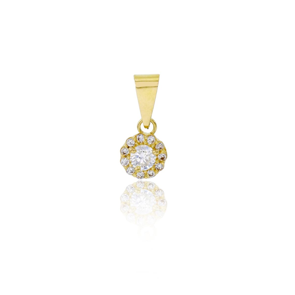 14K Yellow Gold 13x5mm Pave Cluster Halo Dangling Pendant