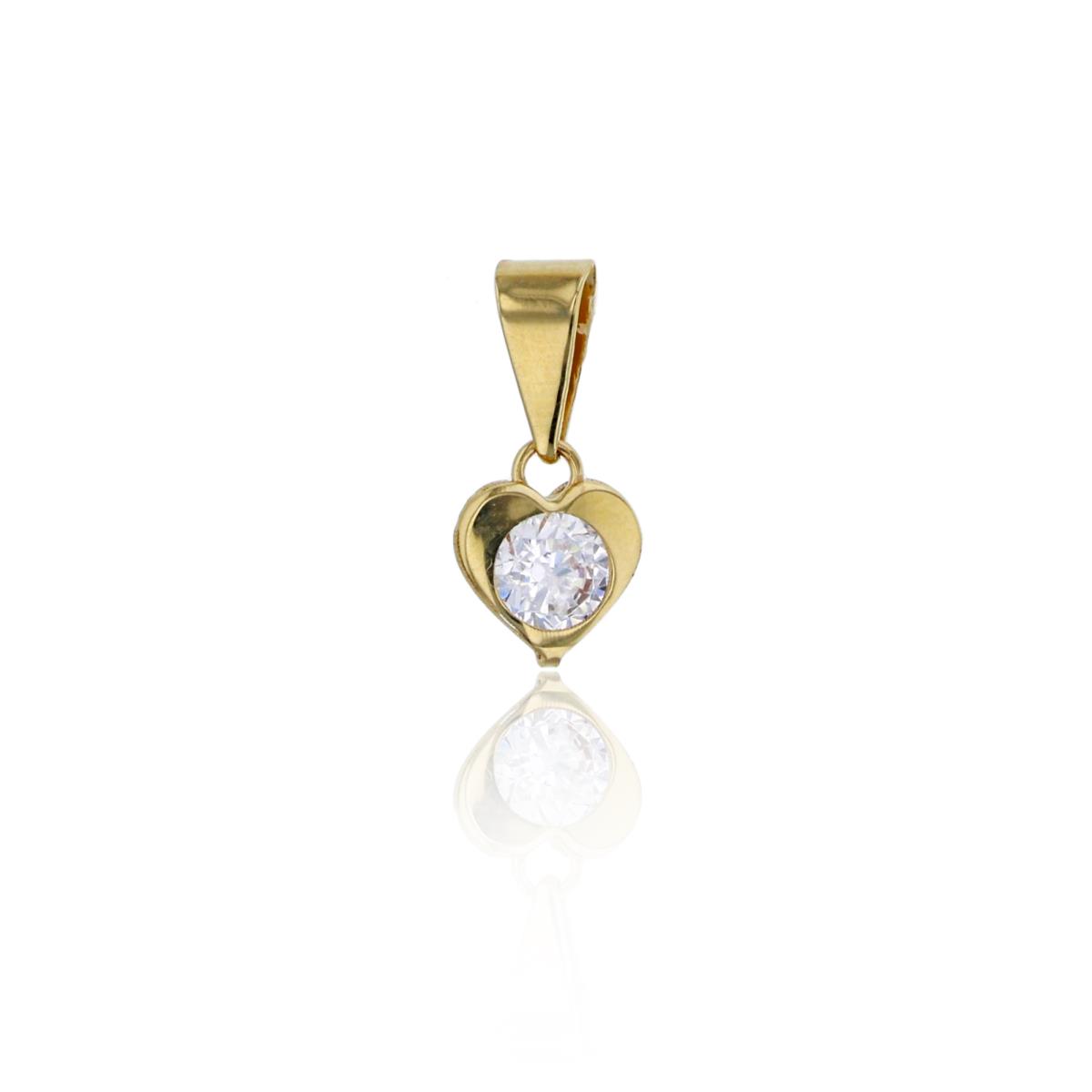 14K Yellow Gold Solitaire Rd Cut 13x6 Polished Petite Heart Pendant
