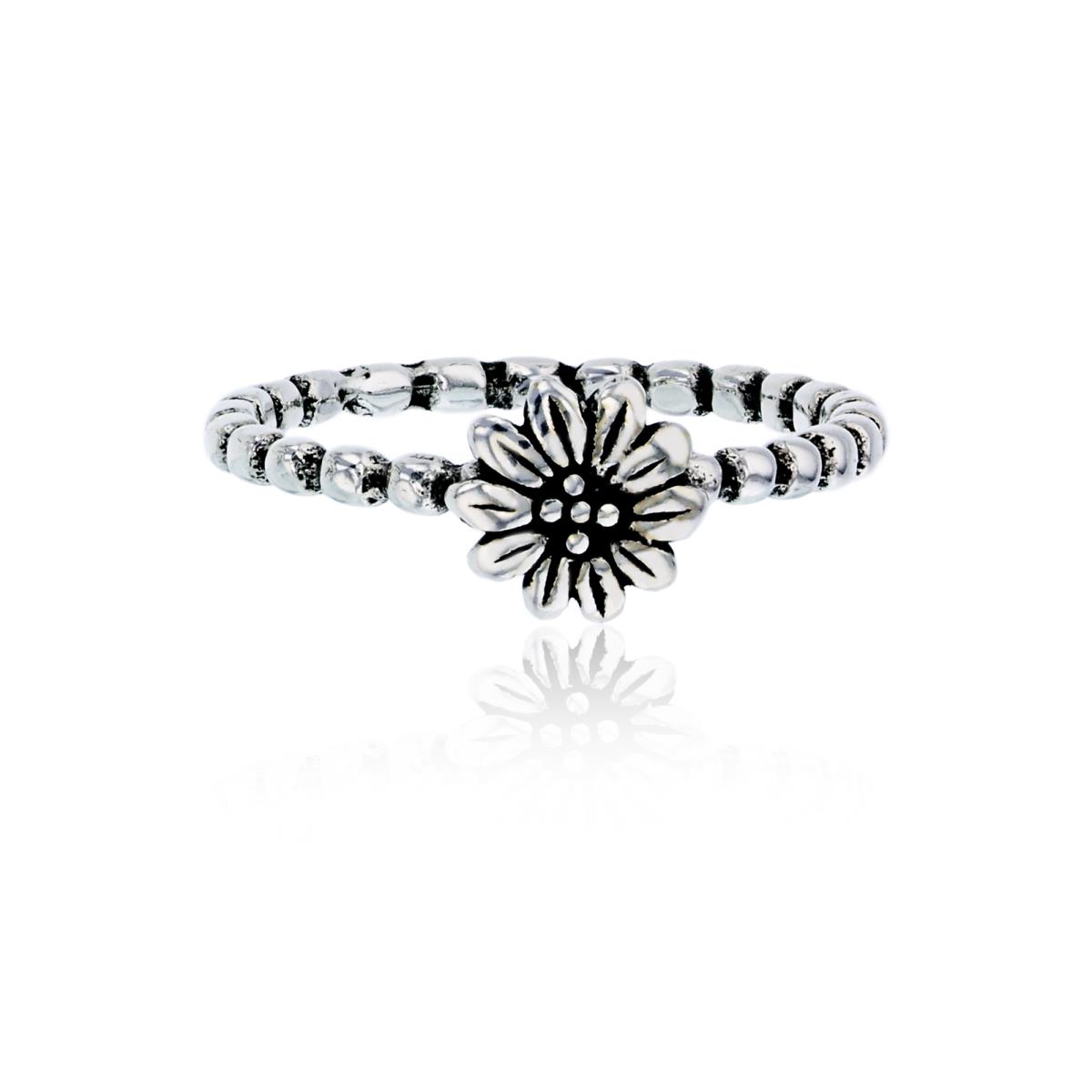 Sterling Silver Oxidized Flower Bubble Fashion Ring
