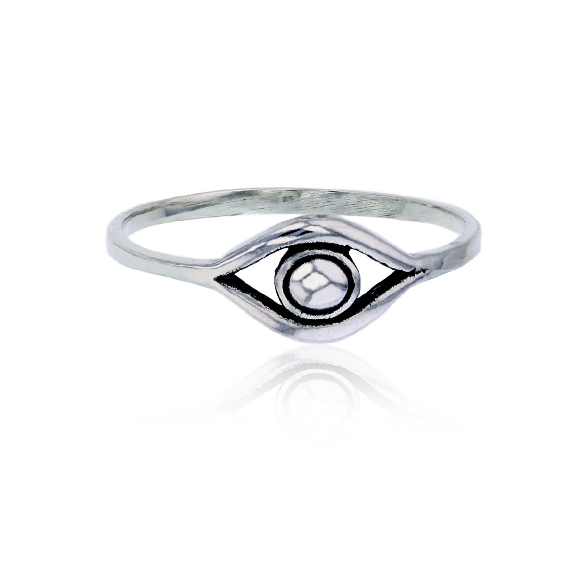 Sterling Silver Oxidized Evil Eye Fashion Ring
