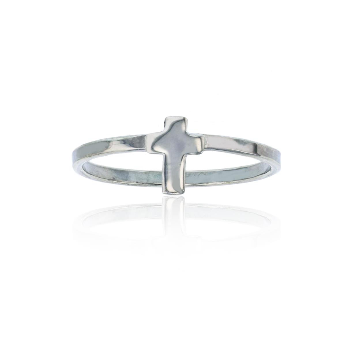 Sterling Silver Silver Plated Polished Cross Fashion Ring
