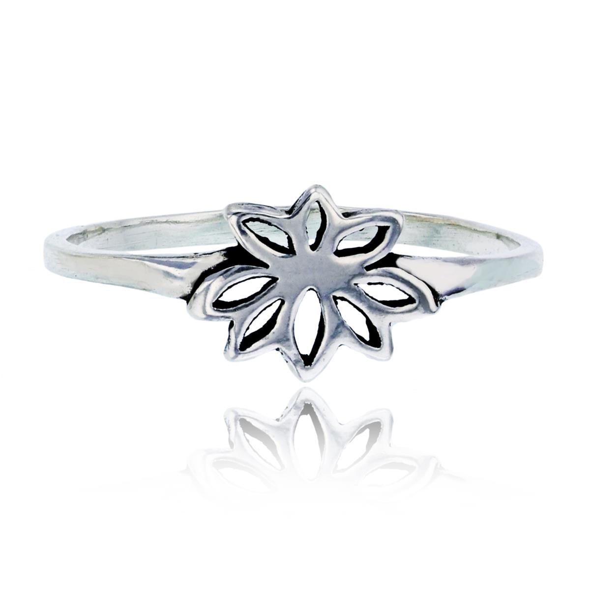 Sterling Silver Oxidized Flower Fashion Ring