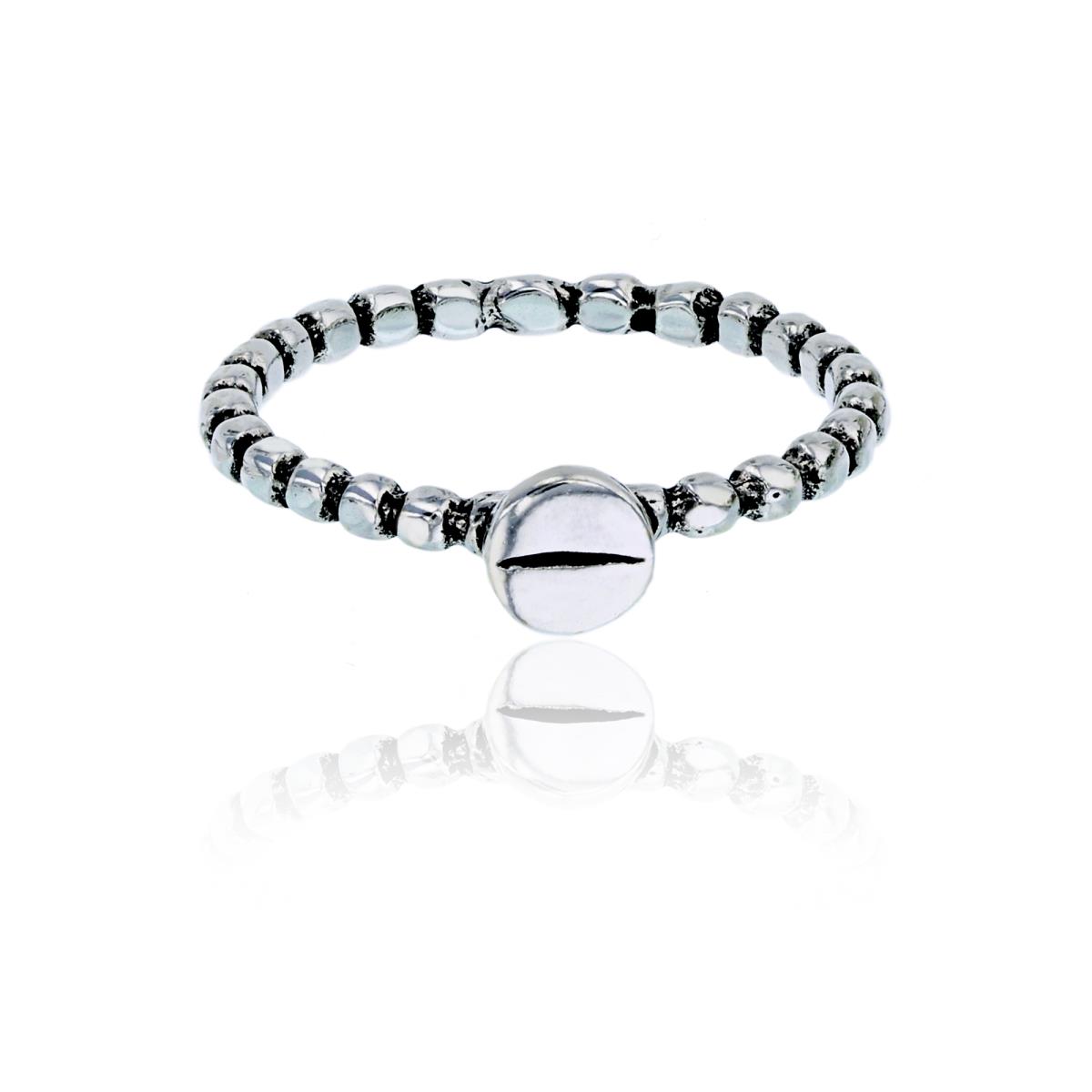Sterling Silver Oxidized Screw Bubble Fashion Ring
