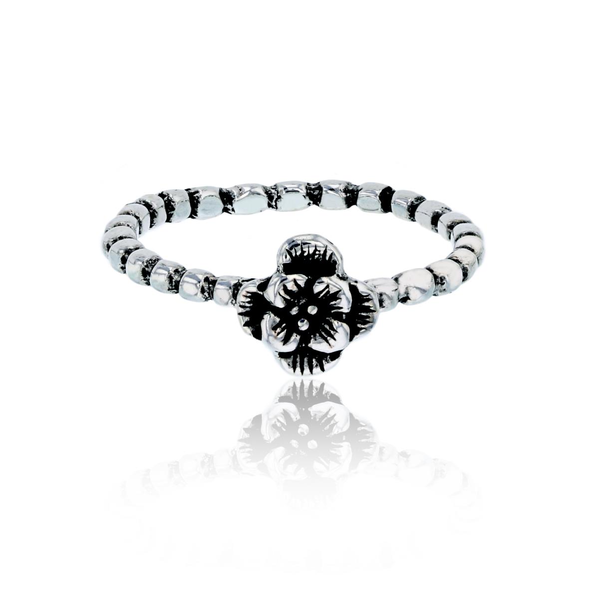 Sterling Silver Oxidized Flower Bubble Fashion Ring