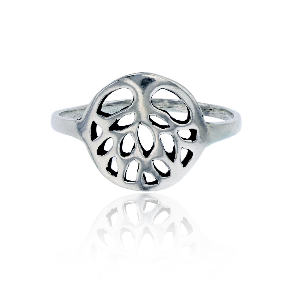 Sterling Silver Oxidized Polished Tree Of Life Fashion Ring