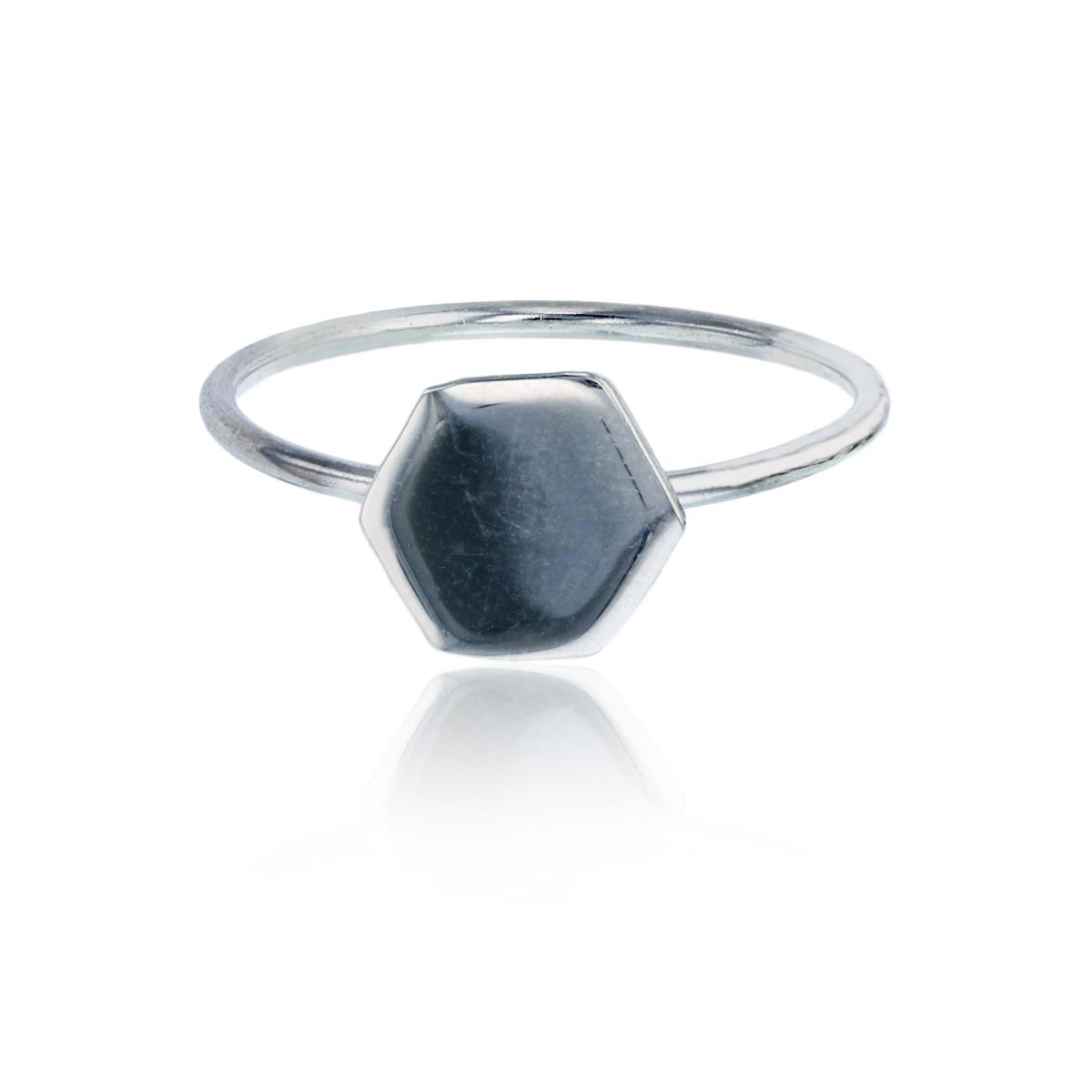 Sterling Silver Silver Plated Polished Hexagon Fashion Ring