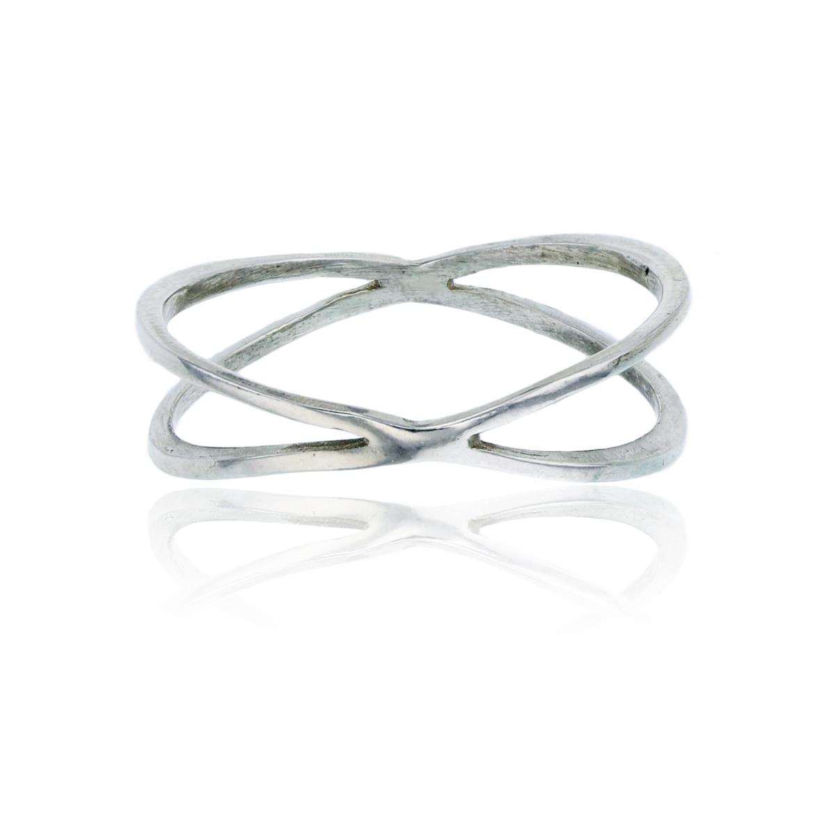 Sterling Silver Silver Plated Interlocked "X" Open Fashion Ring