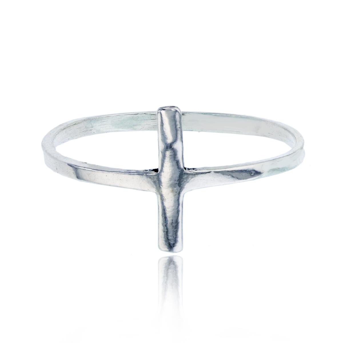 Sterling Silver Silver Plated Polished Cross Fashion Ring