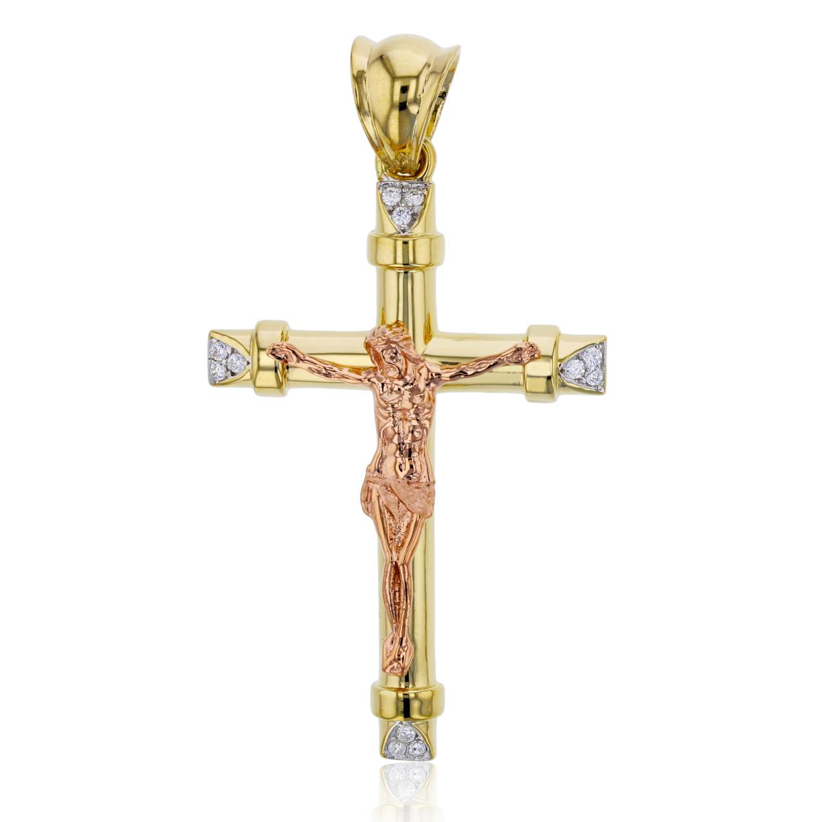 14K Tricolor Gold 52x26MM Jesus Cross Pendant