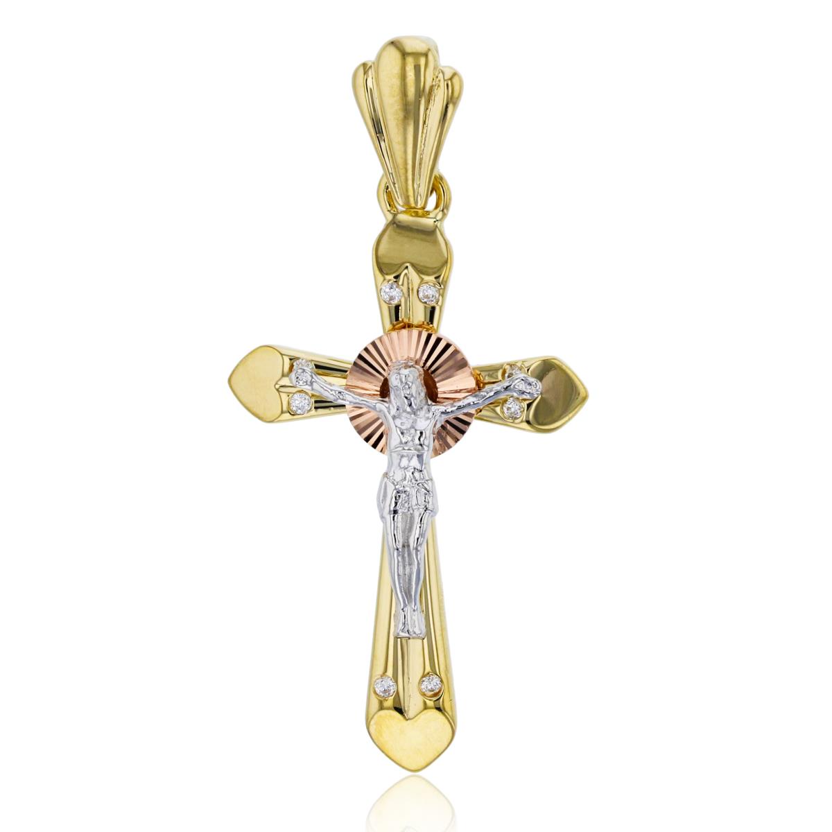 14K Tricolor Gold 42x20MM Jesus Cross Pendant