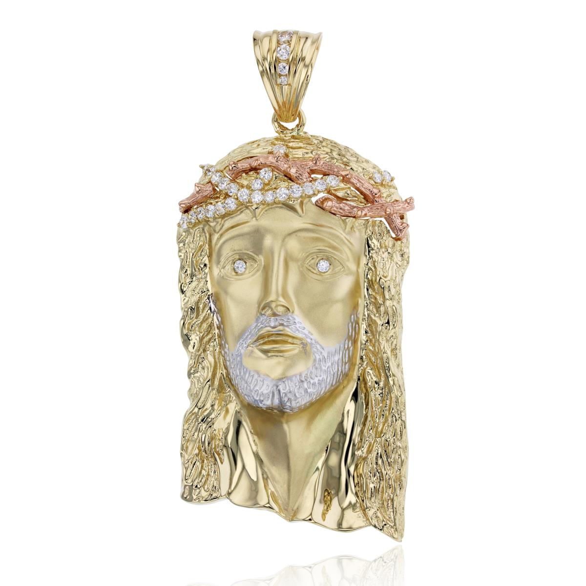 14K Tricolor Gold 80x39MM Jesus Head Pendant