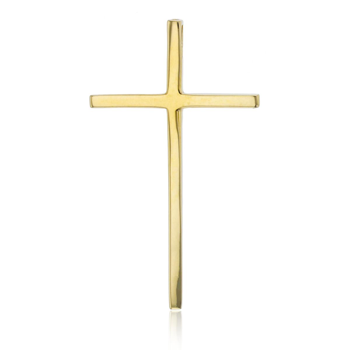14K Yellow Gold 38x22MM Polished Cross Pendant
