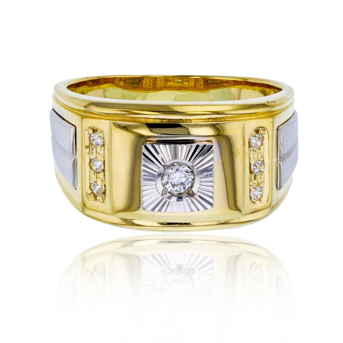 14K Yellow & White Gold DC Square Center Mens Ring