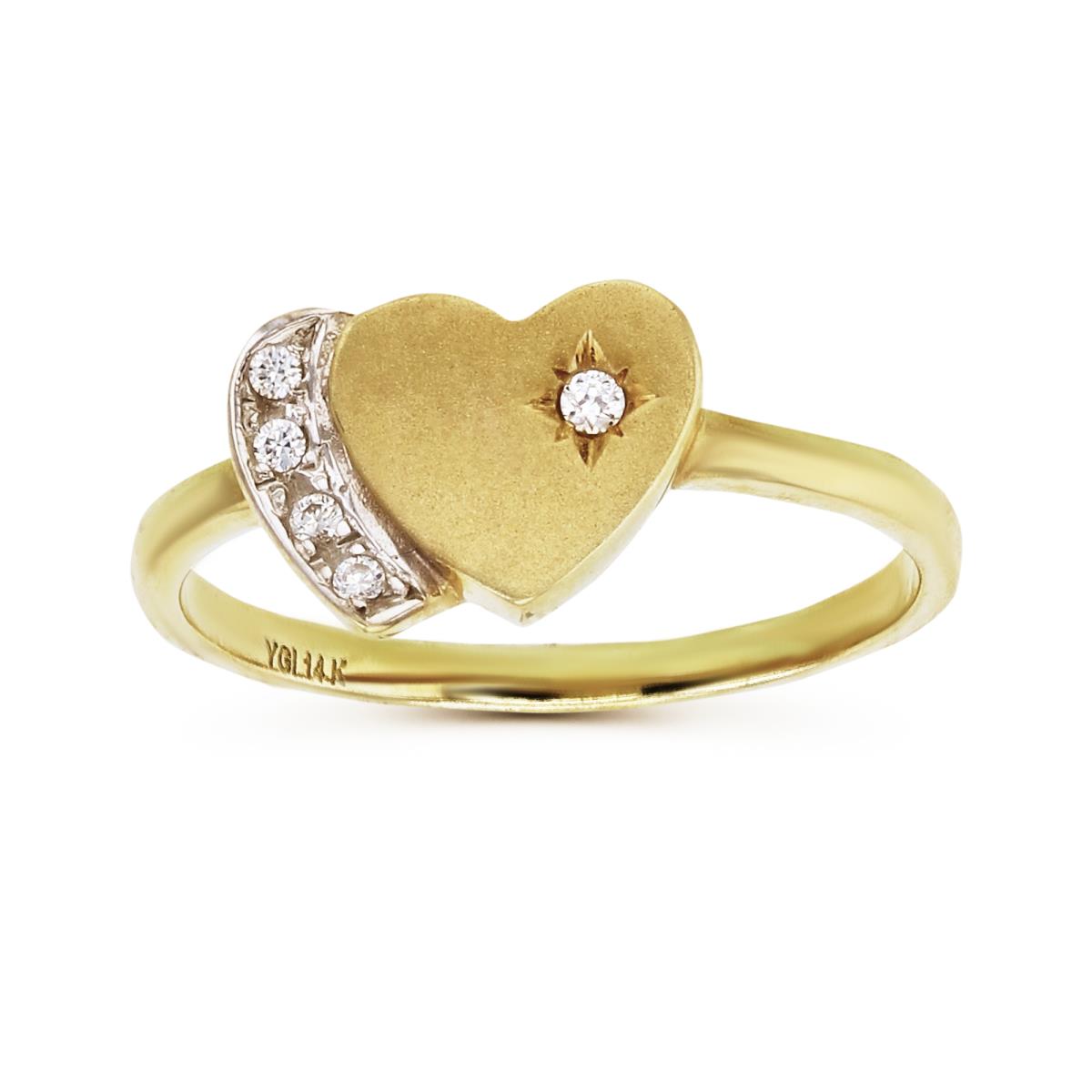 14K Yellow & White Gold 12x9MM Dual Heart Fashion Ring