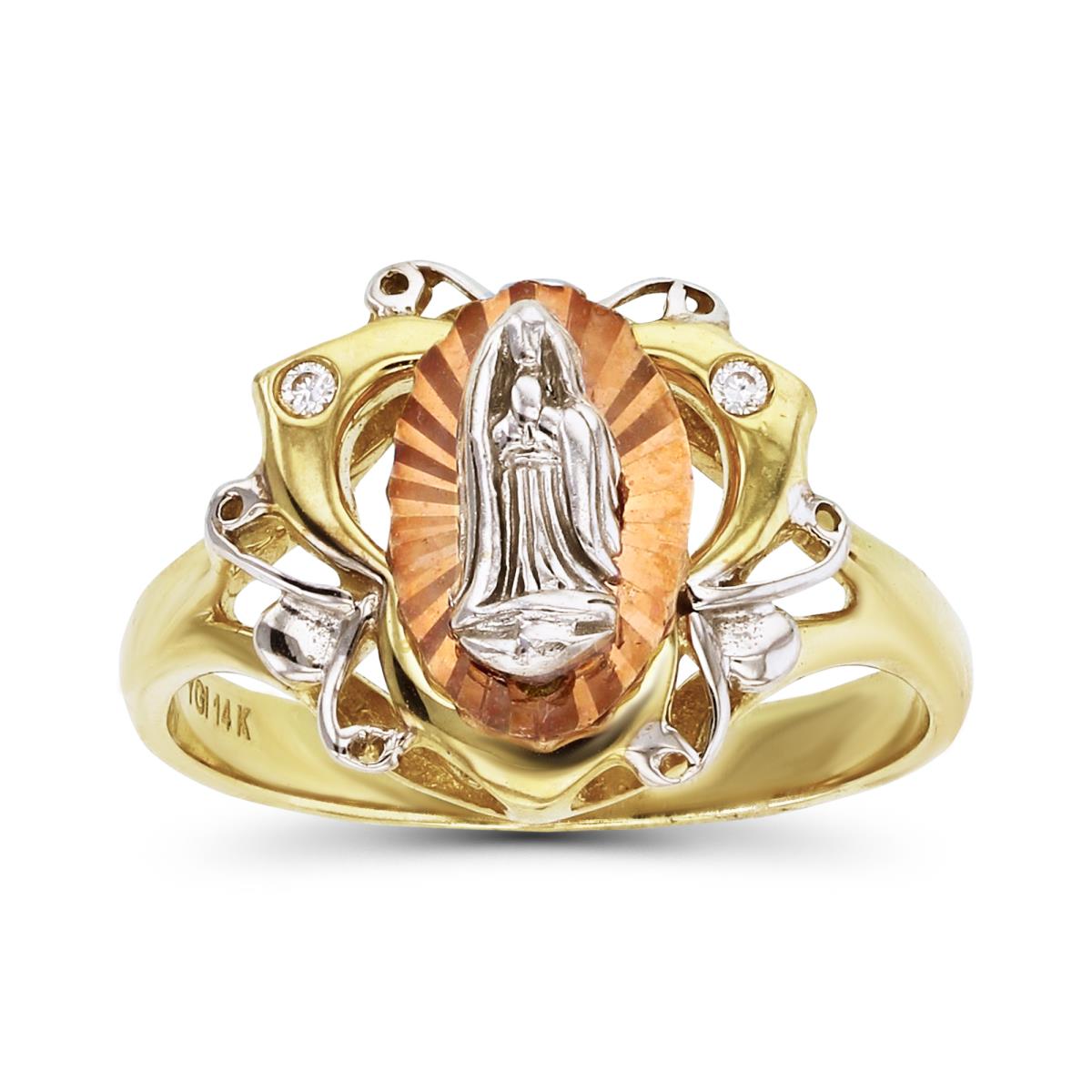 14K Tricolor Gold Virgin Mary Butterfly Fashion Ring