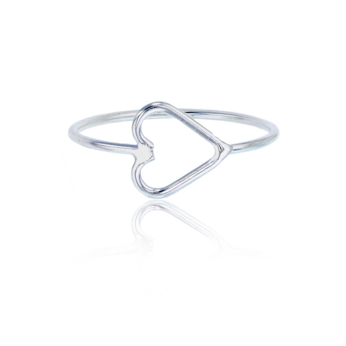 Sterling Silver Silver Plated Polished Open Heart Fashion Ring