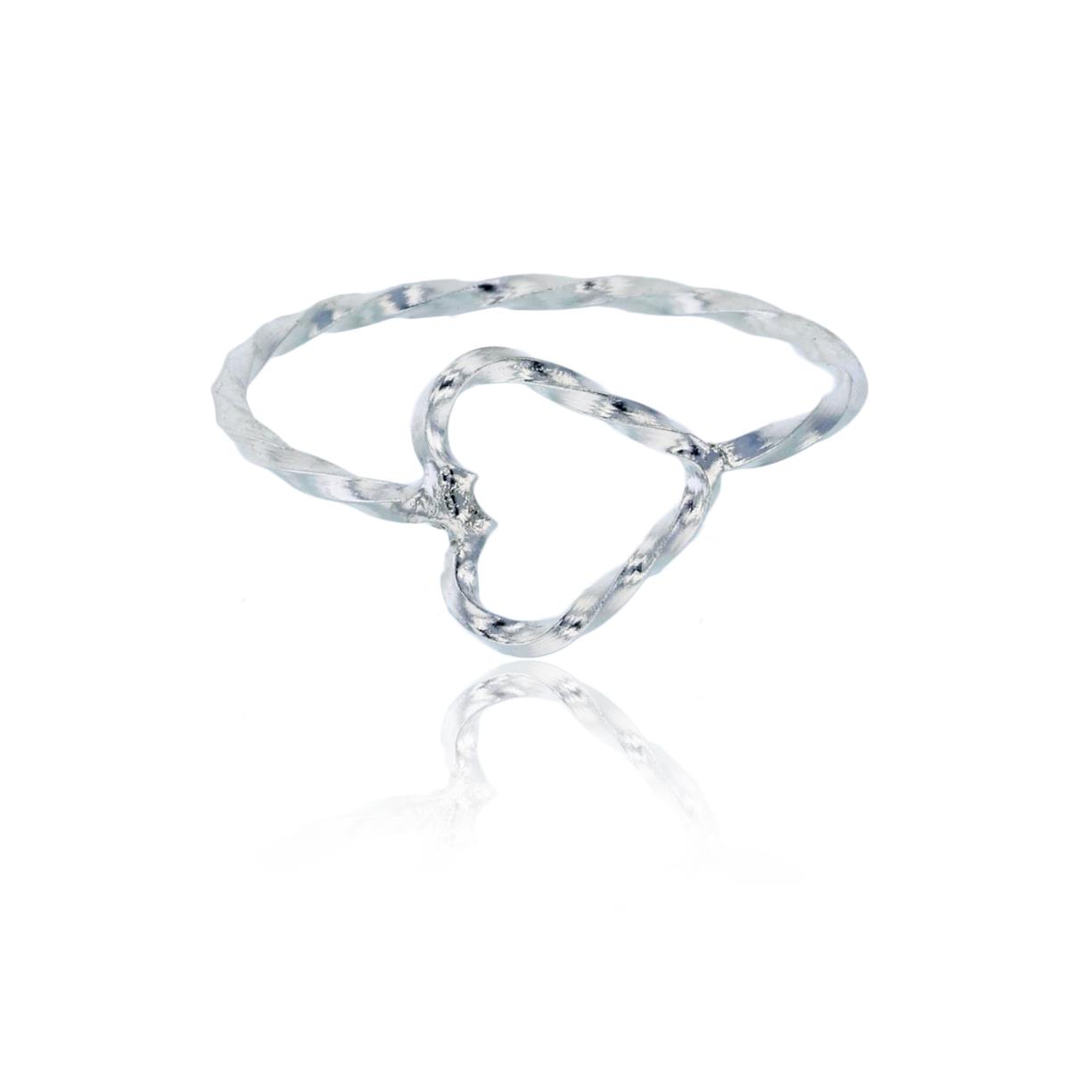 Sterling Silver Silver Plated Polished Twisted Open Heart Fashion Ring