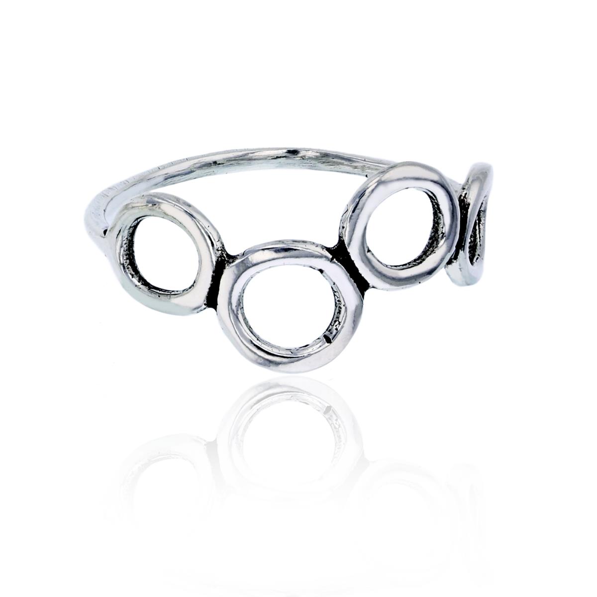 Sterling Silver Oxidized Open Circles Fashion Ring