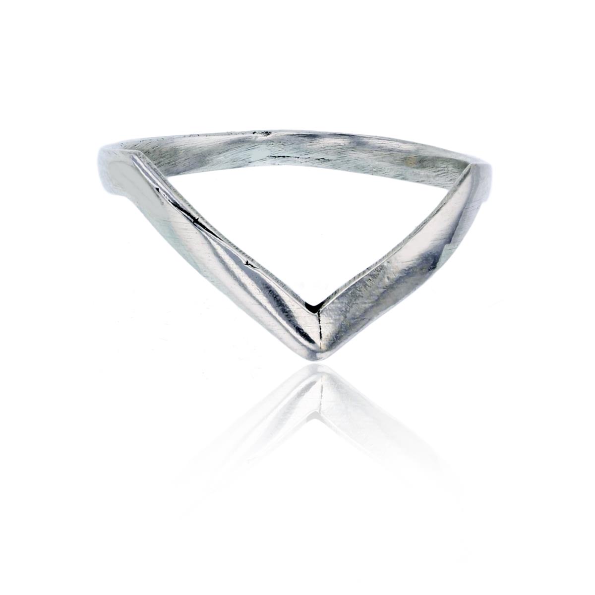Sterling Silver Silver Plated "V" Shaped Polished Fashion Ring