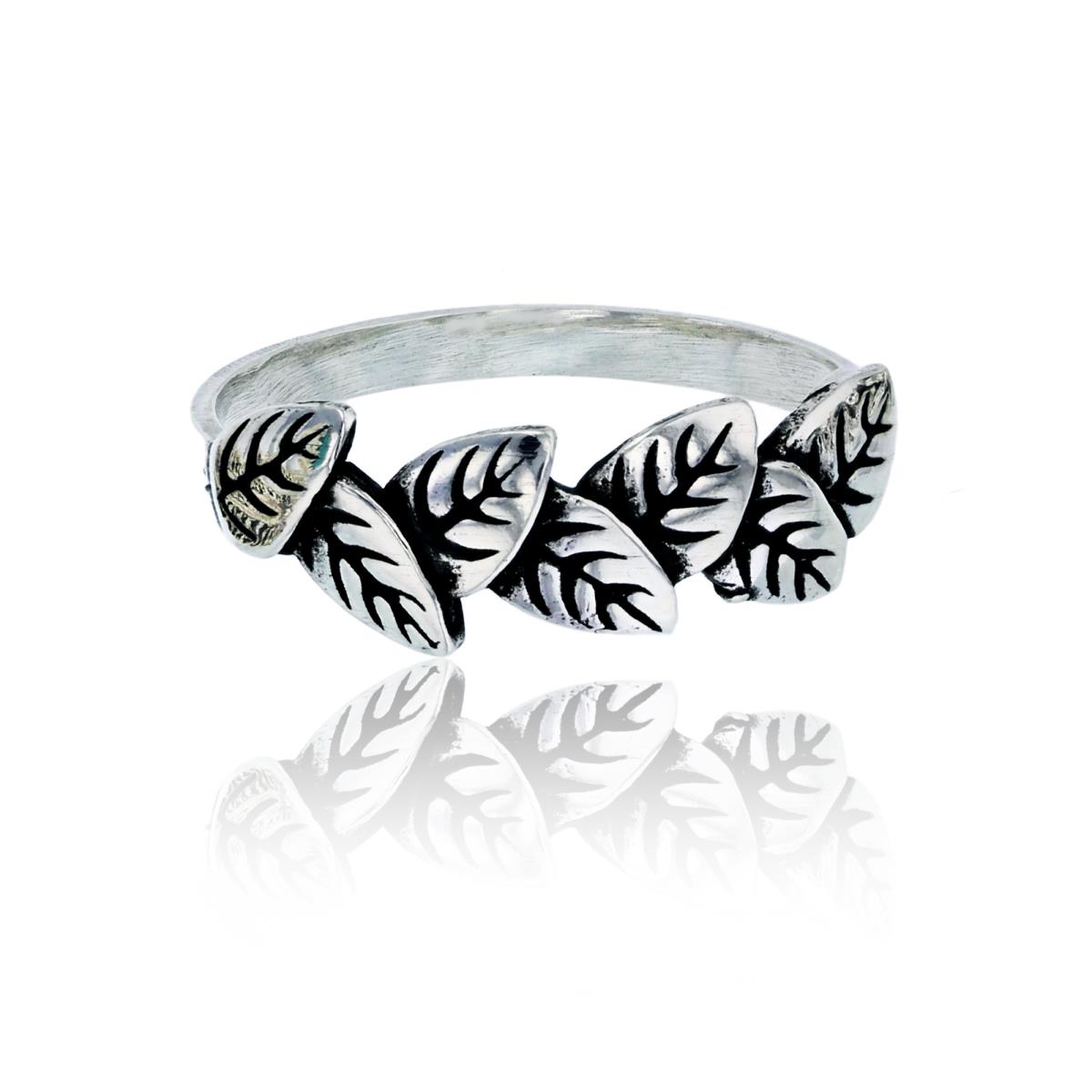 Sterling Silver Oxidized Leaf Branch Fashion Ring