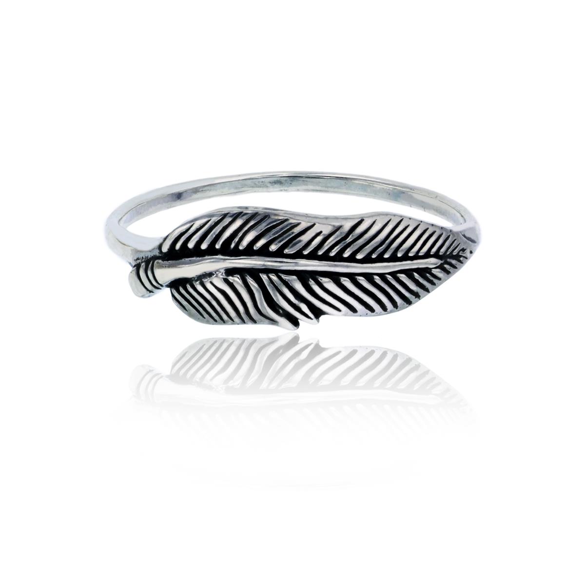 Sterling Silver Oxidized Feather Fashion Ring