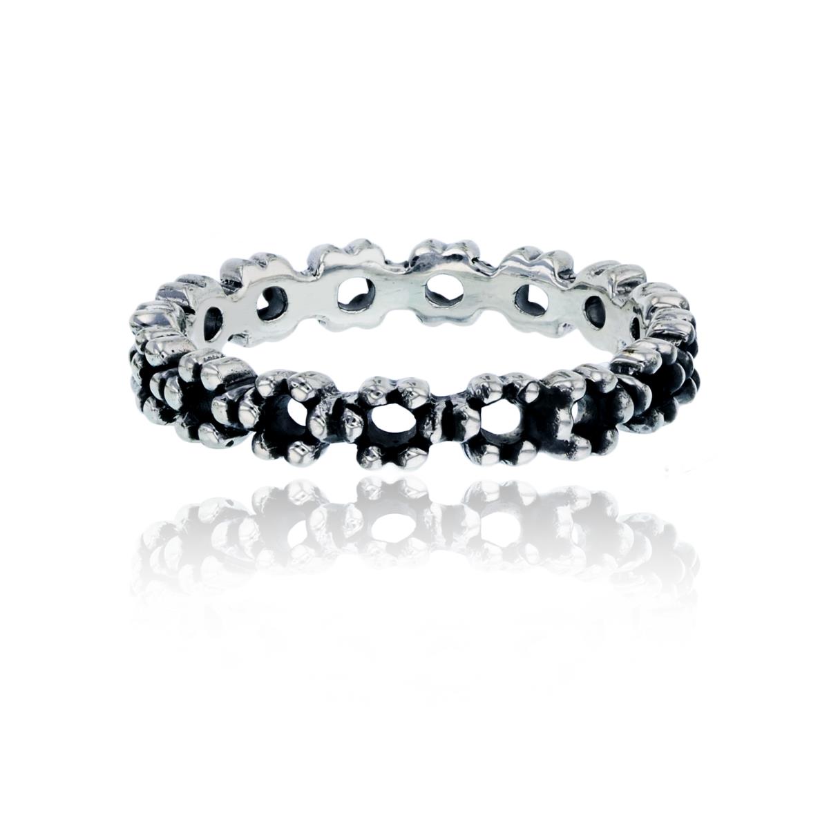 Sterling Silver Oxidized Open Cluster Eternity Ring