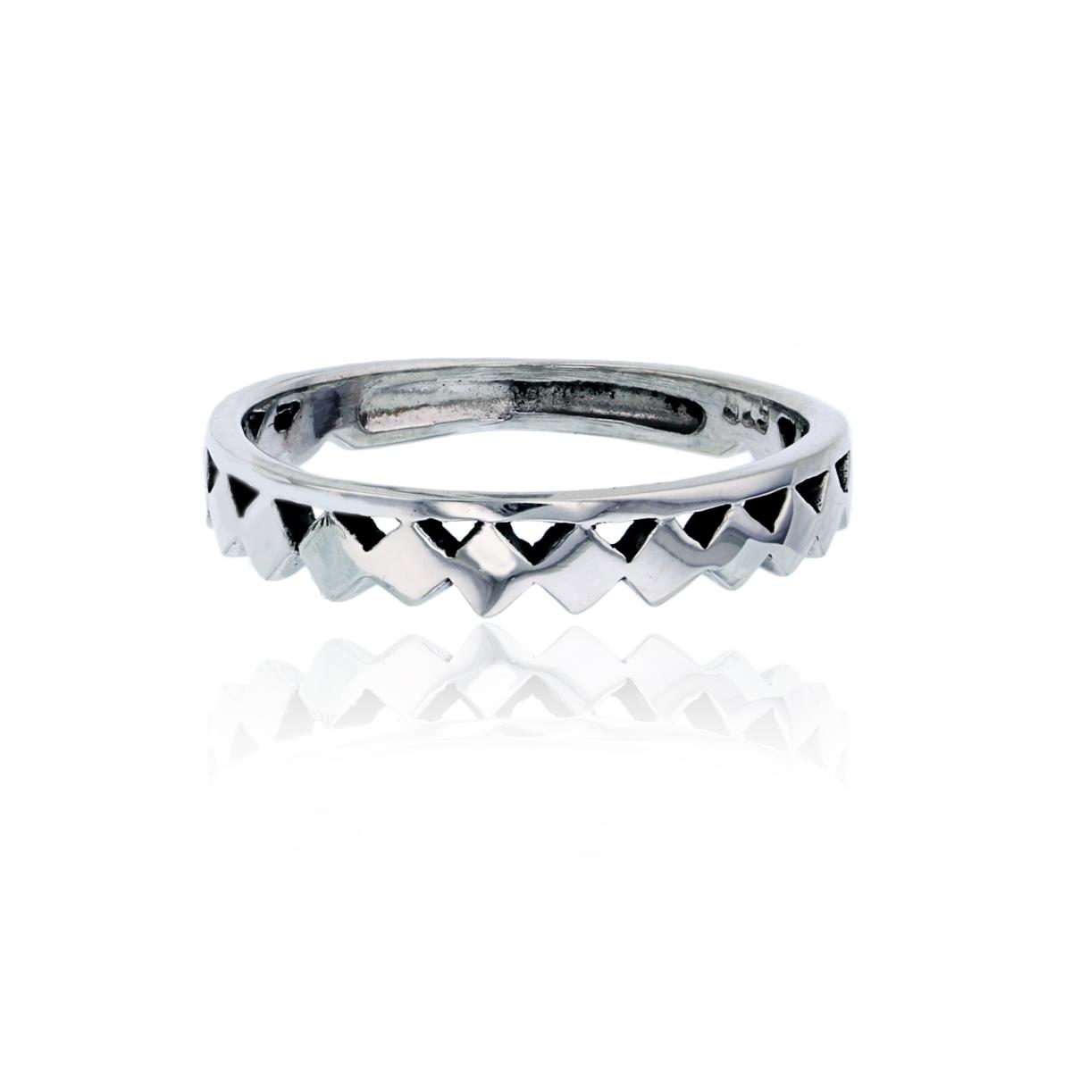 Sterling Silver Silver Plated Polished Crown Fashion Ring