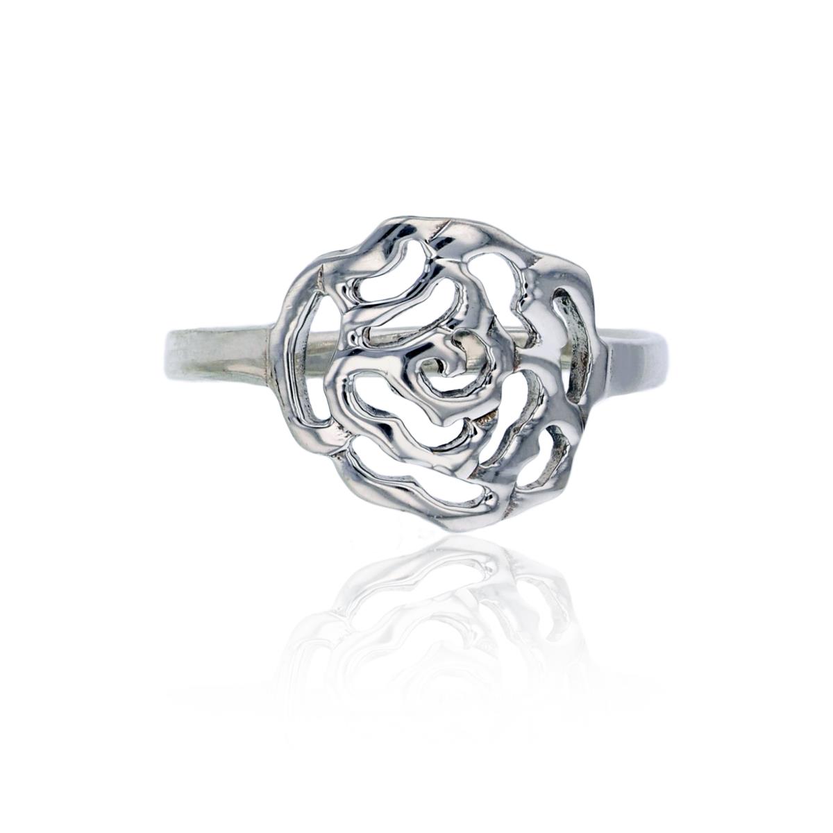 Sterling Silver Silver Plated Open Rose Fashion Ring