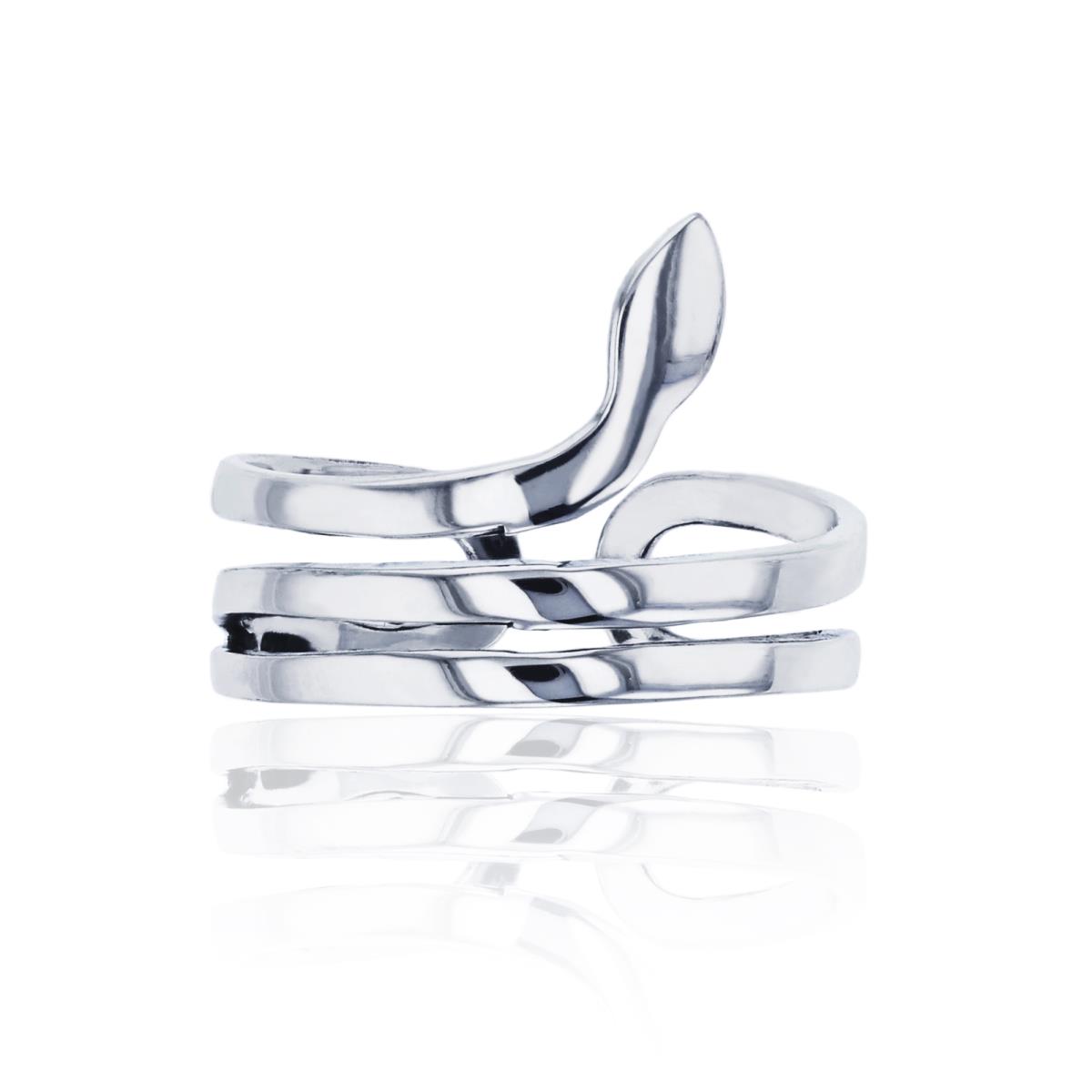 Sterling Silver Silver Plated Polished Snake Open Shank Adjustable Fashion Ring