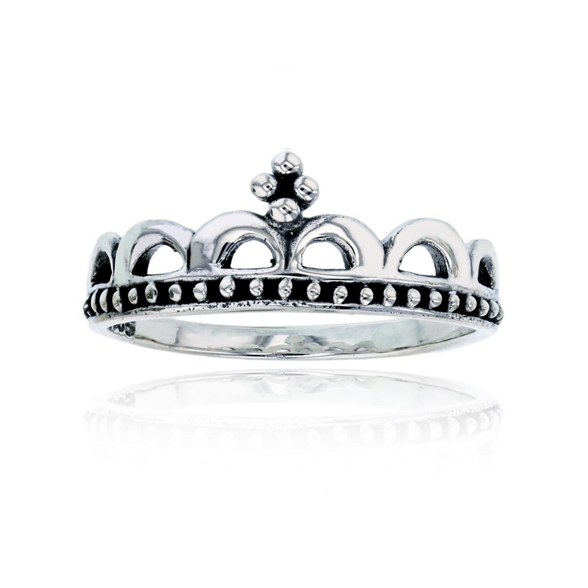 Sterling Silver Oxidized Crown Fashion Ring