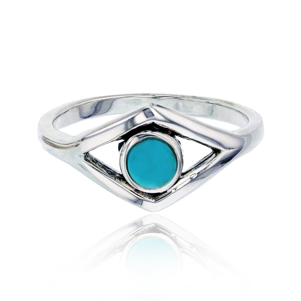 Sterling Silver Silver Plated Polished Evil Eye Created Turquoise Fashion Ring