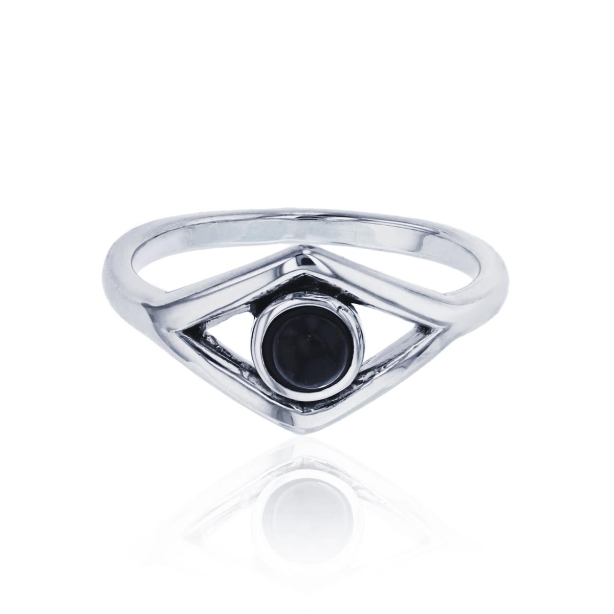 Sterling Silver Silver Plated Polished Evil Eye Black Onyx Fashion Ring
