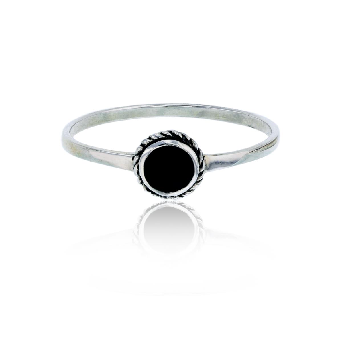 Sterling Silver Oxidized Round Black Onyx Fashion Ring