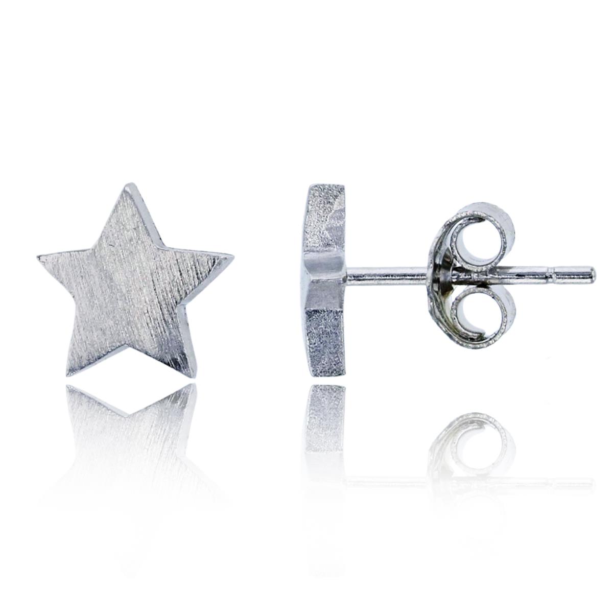 Sterling SilverRhodium Satin Star Stud Earring
