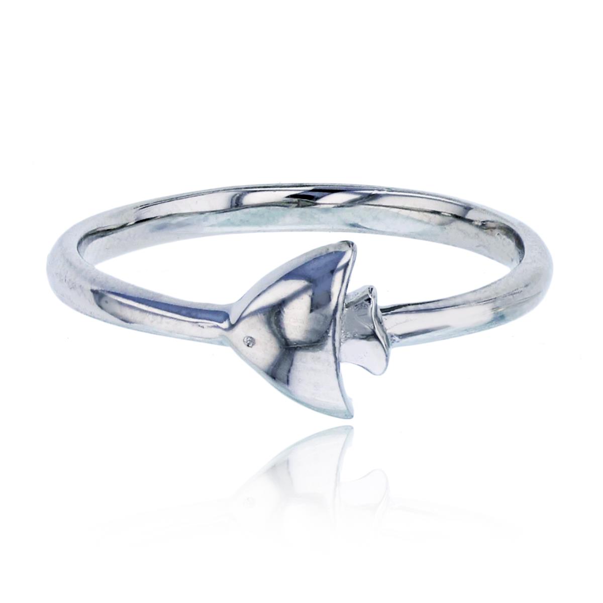 Sterling Silver Rhodium Polished Fish Fashion Ring