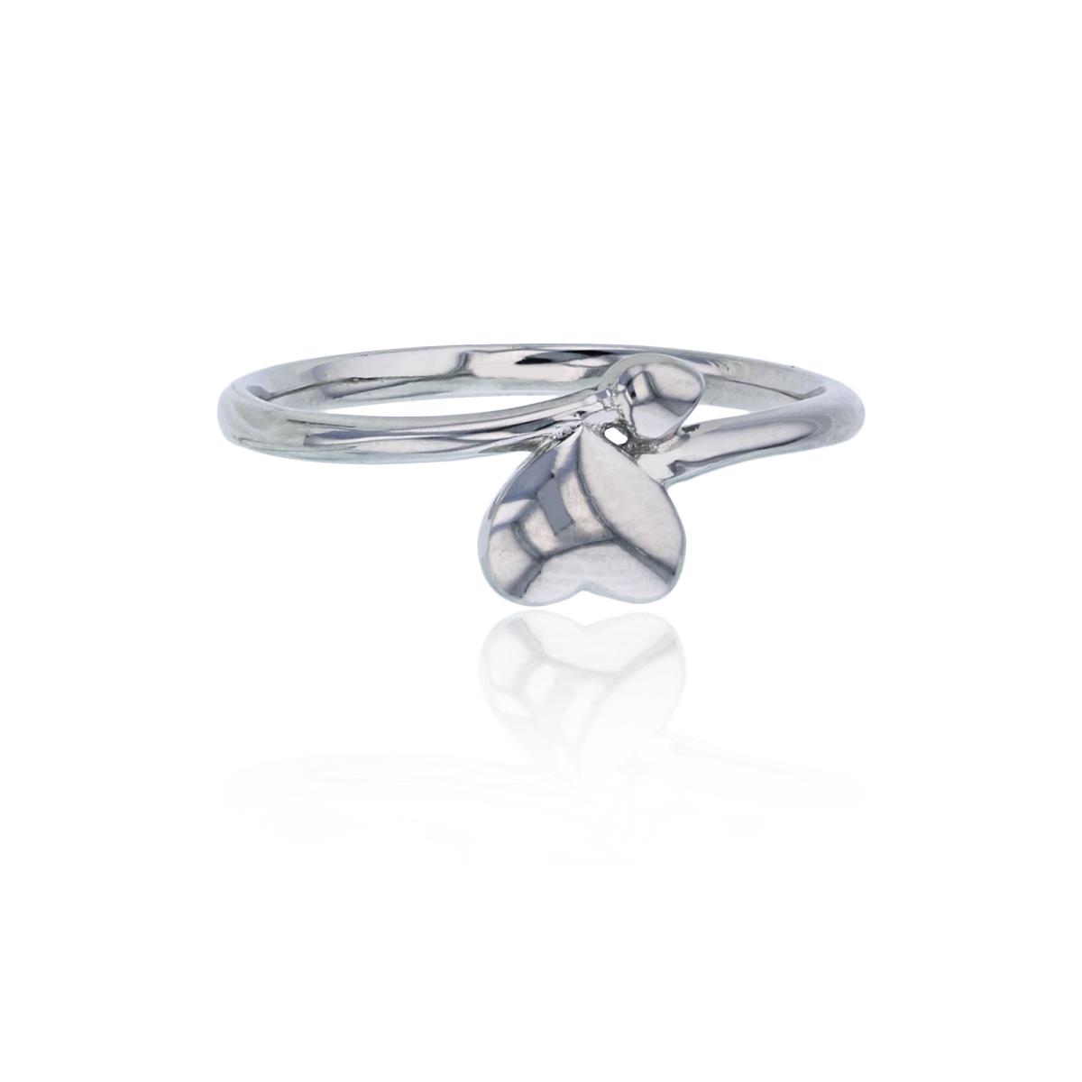 Sterling Silver Rhodium Polished Heart Fashion Ring
