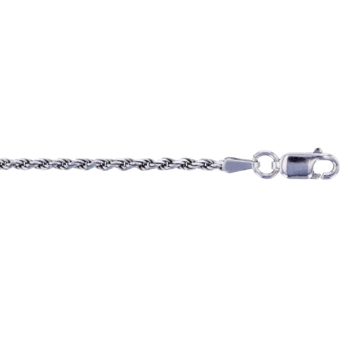 Sterling Silver Rhodium 1.80mm 040 20"DC 8 Side Rope Chain