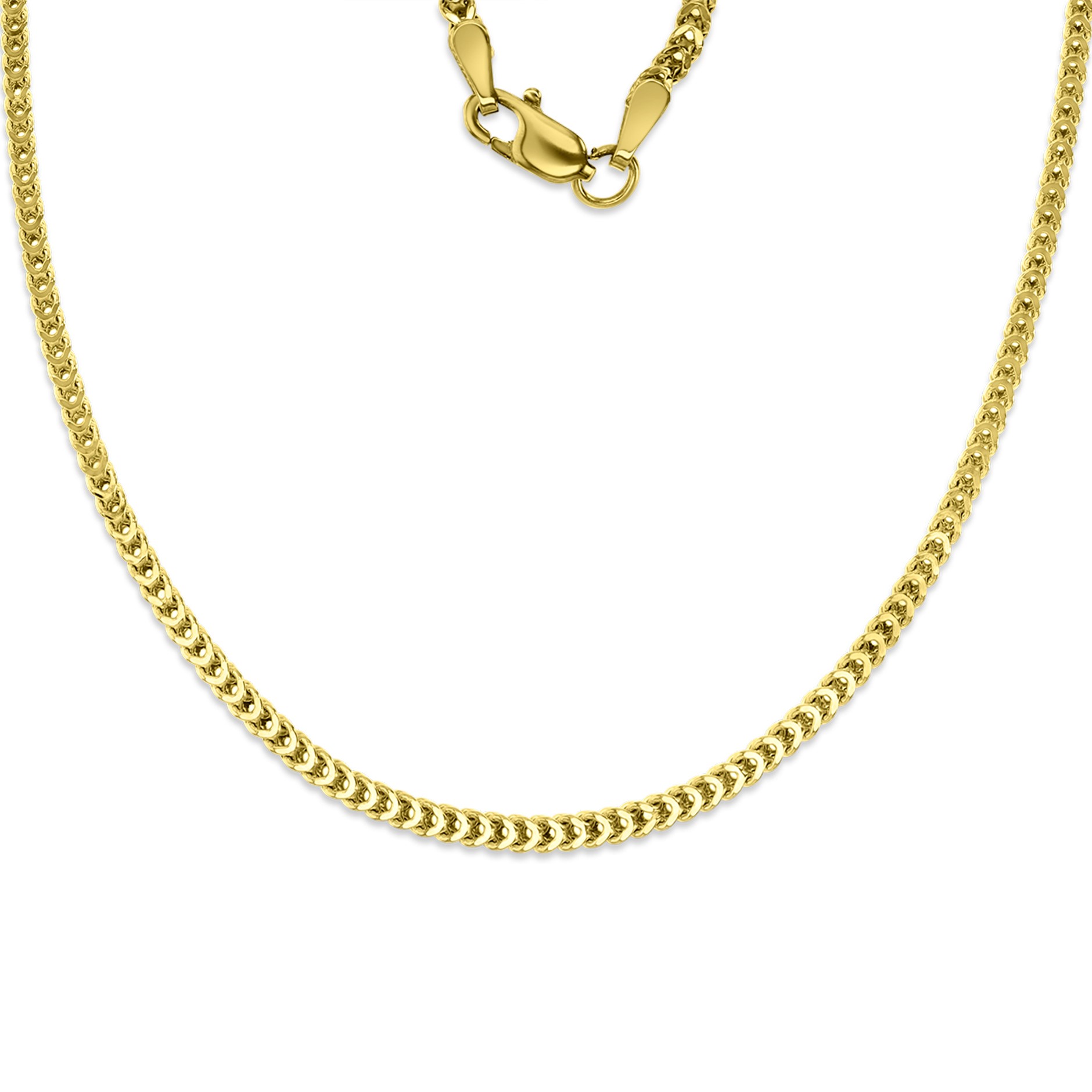14K Yellow Gold 1.80mm 16" Hollow Franco 045 Chain