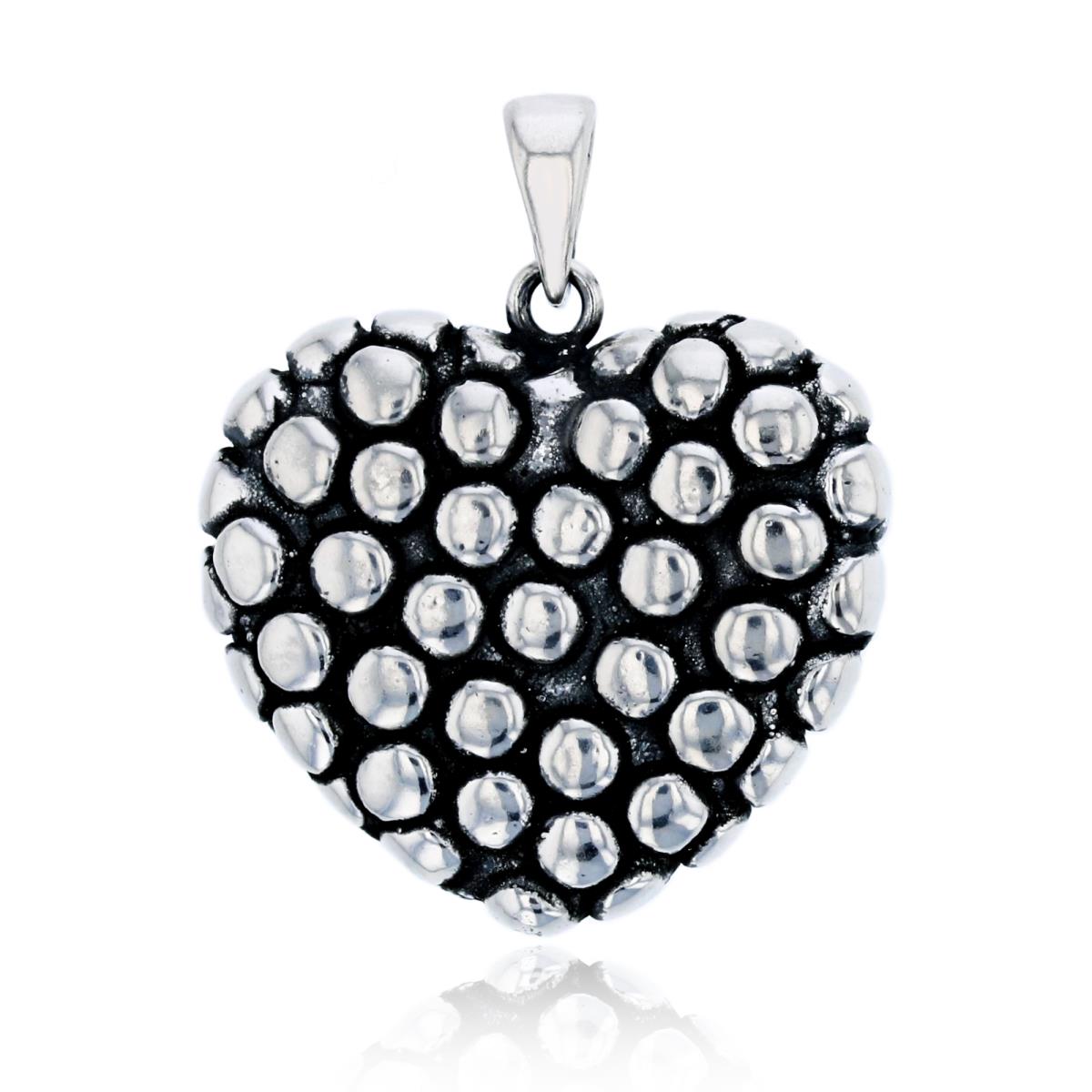 Sterling Silver Oxidized Electroformed Bubble Heart Pendant
